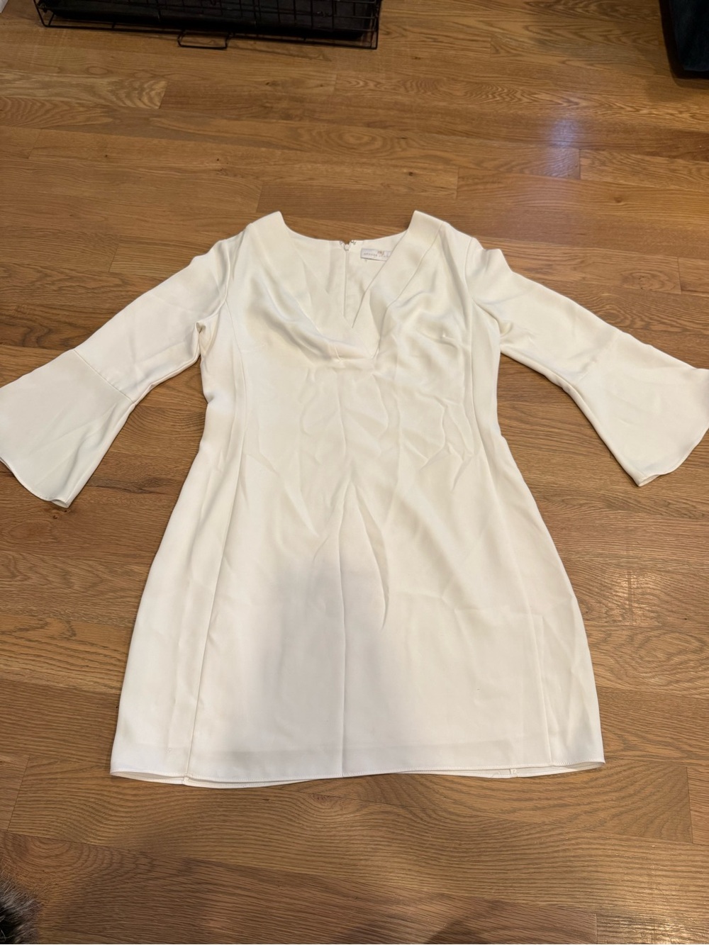 Amanda Uprichard White V-Neck Bell Sleeve Mini Dress